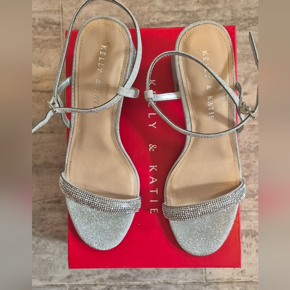 Kelly & Katie Sparkling Silver Strappy Heels - Picture 2 of 7